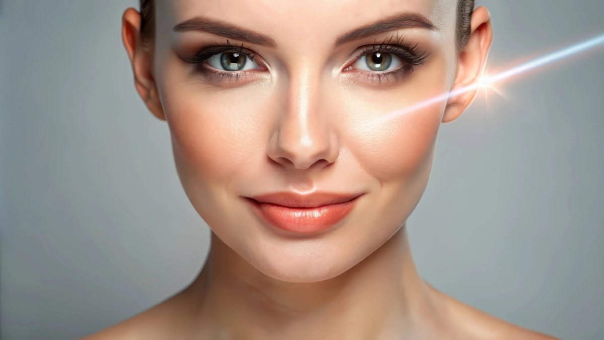 Woman with glowing, radiant skin after summer aesthetic treatments