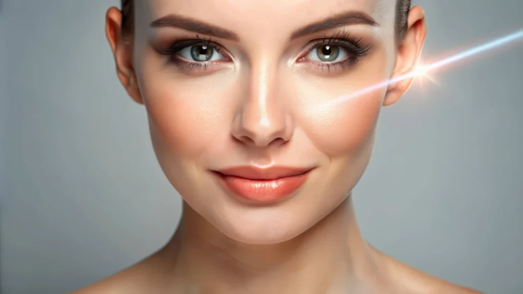 Woman with glowing, radiant skin after summer aesthetic treatments